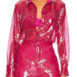 Wyatt Button Down Top in Hot Pink